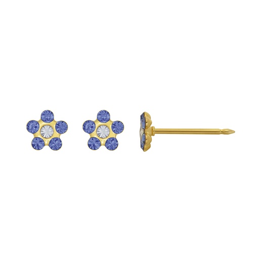 BOUCLE DORE CRISTAL BLANC & BLEU REF 827C