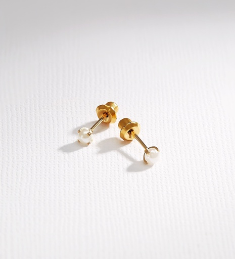 BOUCLE DORE PERLE SYNTHESE 4MM REF40C