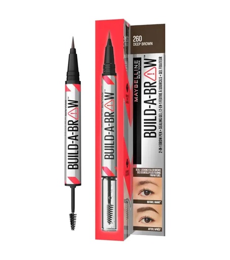 MAYBELLINE EYE BROW PENCIL & FIXING GEL DEEP BROWN N°260